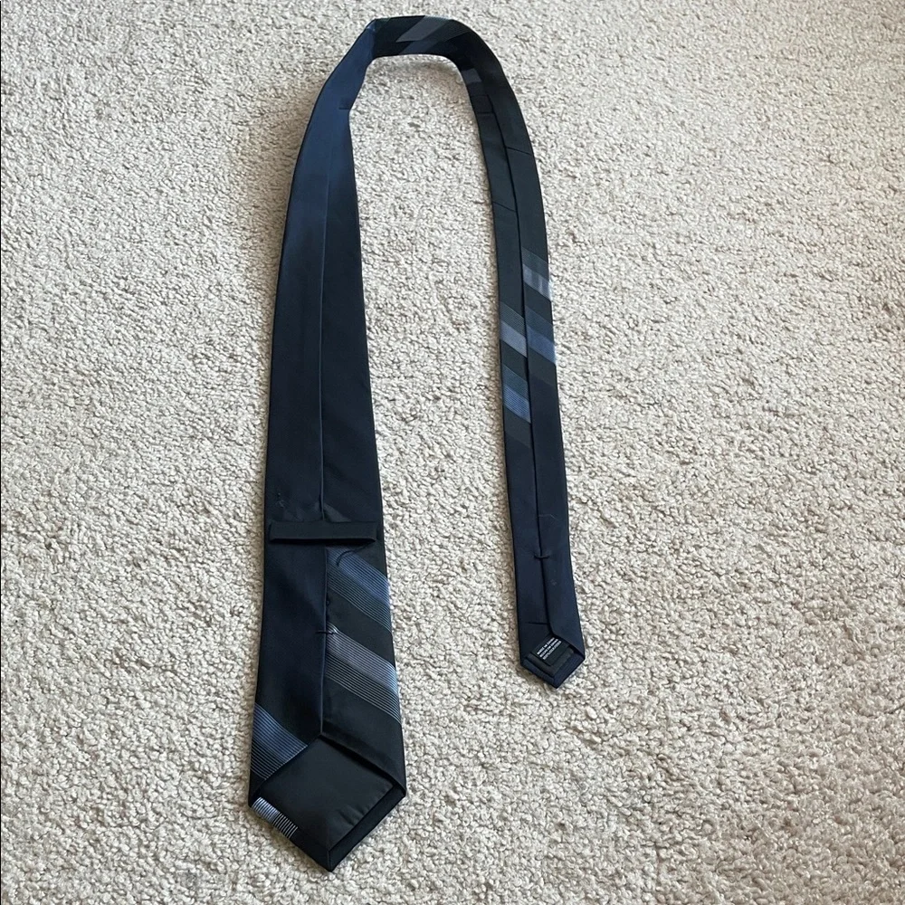 Sophisticated Black and Gray Striped Men's Tie